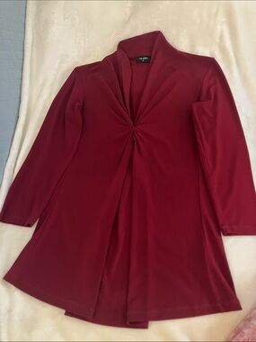 Olian Burgundy Twist-Front Long Sleeve Tunic